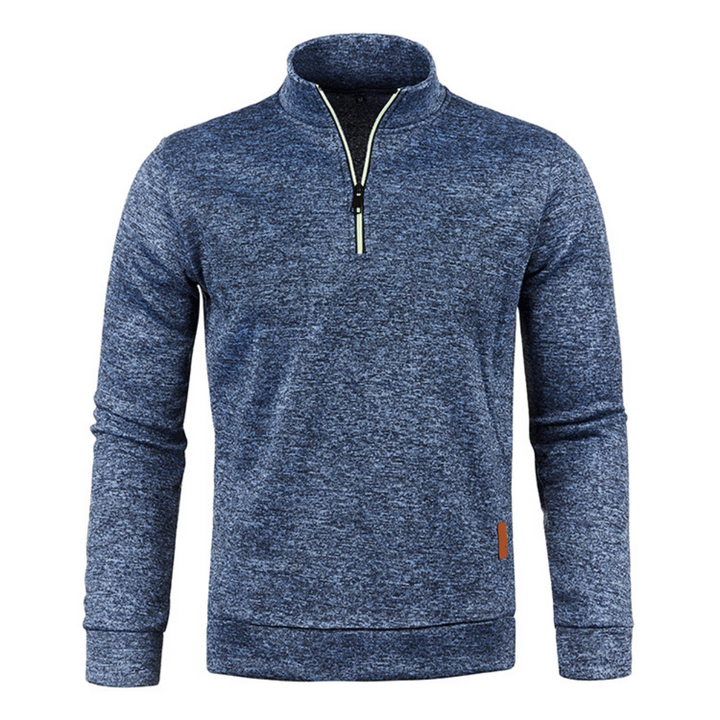 Men's textured half-zip jumper with funnel neck and long sleeves
