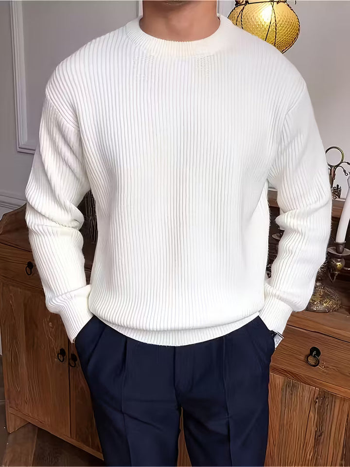 Men's ribbed crew neck sweater with long sleeves