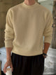 Men's ribbed crew neck sweater with long sleeves