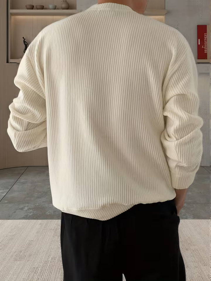 Men's ribbed crew neck sweater with long sleeves