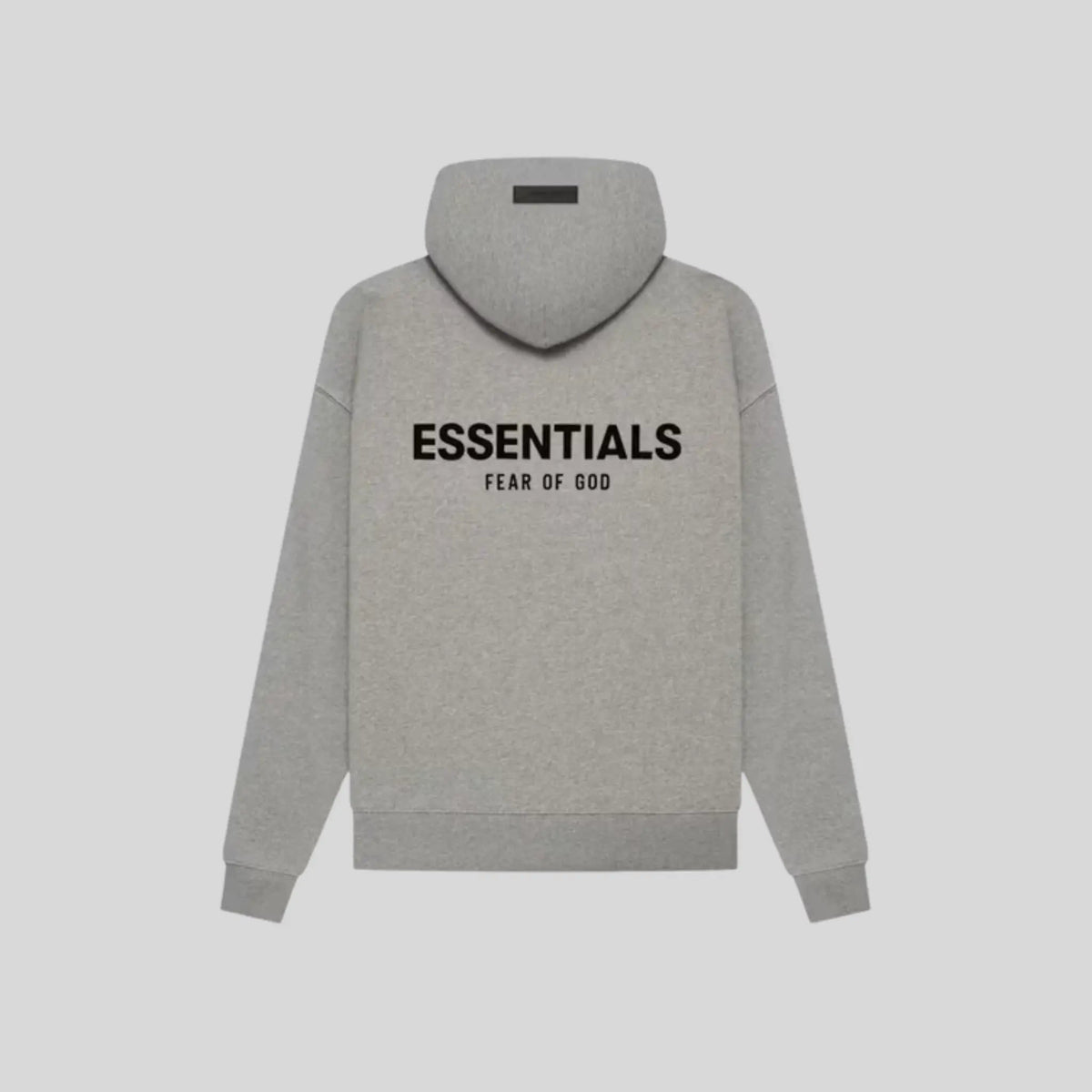 Gray unisex logo pullover hoodie with front and back text