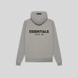 Gray unisex logo pullover hoodie with front and back text