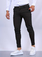 Men's skinny chino trousers with tapered legs and button fastening