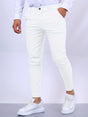 Men's skinny chino trousers with tapered legs and button fastening