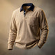 Men's long-sleeve corduroy polo shirt with point collar and chest pocket