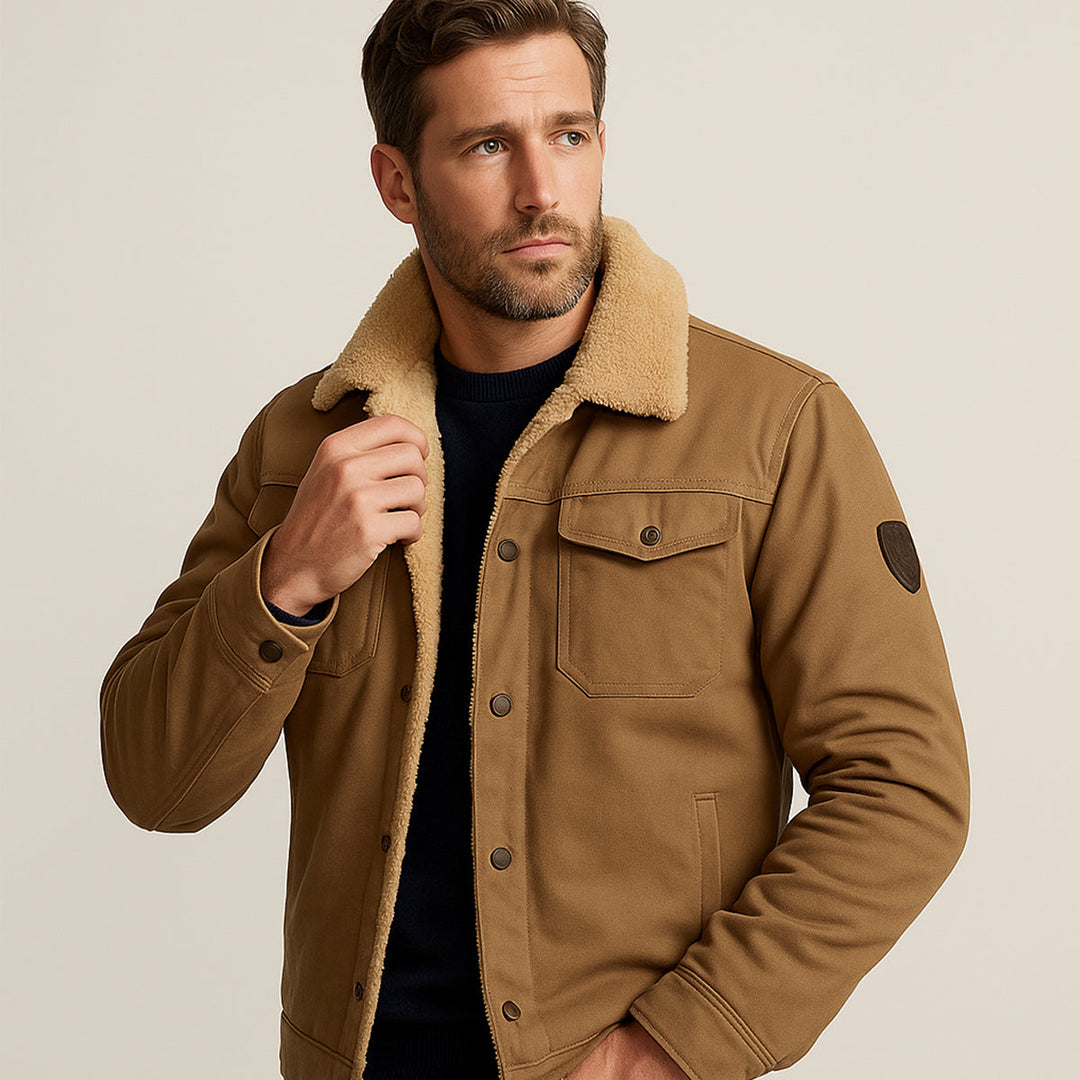 Men's fleece-lined hooded winter coat