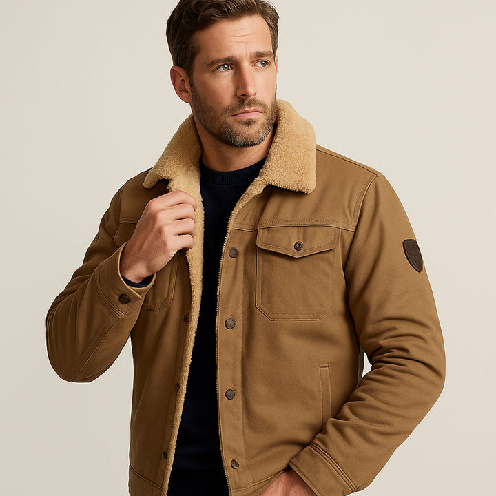 Men's fleece-lined hooded winter coat