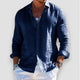 Men's long-sleeve shirt with open collar and button front