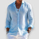 Men's long-sleeve shirt with open collar and button front
