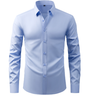 Men's plain long sleeve formal shirt with pointed collar and button front
