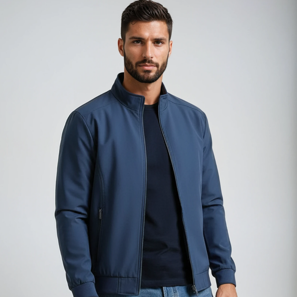 Men's retro transitional jacket with long sleeves and zip front