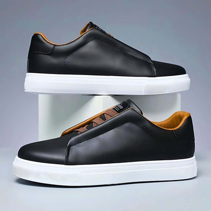 Low-top lace-up sneaker with contrast panelled upper and flat sole