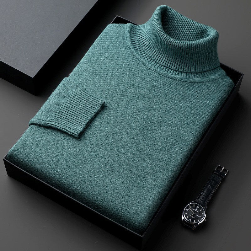 Plain ribbed turtleneck jumper folded in a presentation box