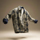 Geometric pattern men's button-front jacket with collar, long sleeves and front pockets