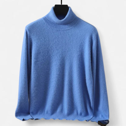 Men's plain roll neck jumper with long sleeves and ribbed trims