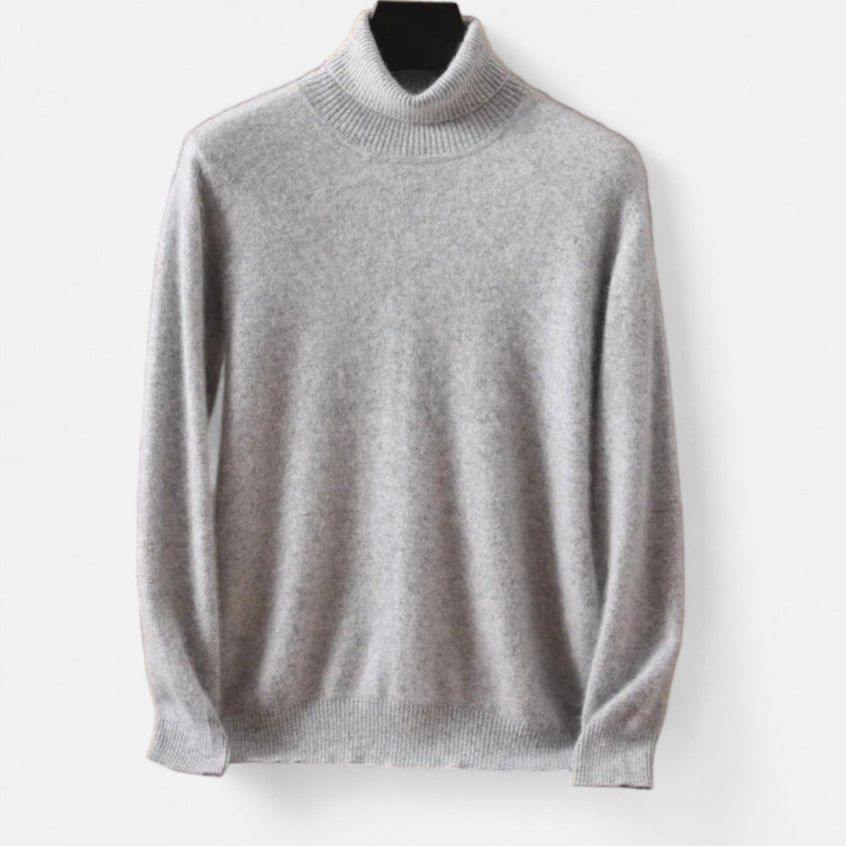 Men's plain roll neck jumper with long sleeves and ribbed trims