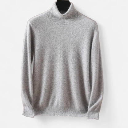 Men's plain roll neck jumper with long sleeves and ribbed trims