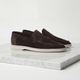 Men's Suede Slip On Loafers, Apron Toe, Moccasin Stitch