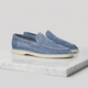 Men's Suede Slip On Loafers, Apron Toe, Moccasin Stitch