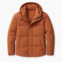 Men's quilted hooded padded jacket with long sleeves and front pockets