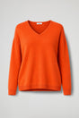 V-neck pullover sweater with finished hem