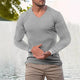 Men's ribbed V-neck sweater with long sleeves