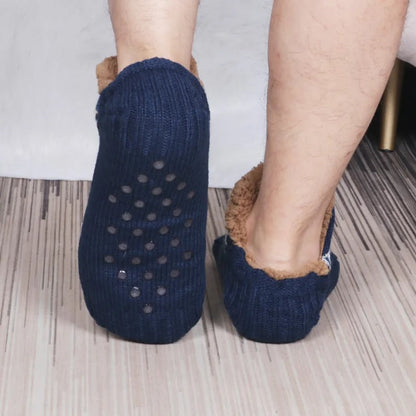 Nordic patterned house socks with plush lining and textured grip soles