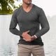 Men's ribbed V-neck sweater with long sleeves