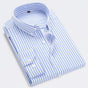 Men's striped button-up shirt with button-down collar and long sleeves