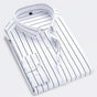 Men's striped button-up shirt with button-down collar and long sleeves