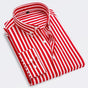 Men's striped button-up shirt with button-down collar and long sleeves