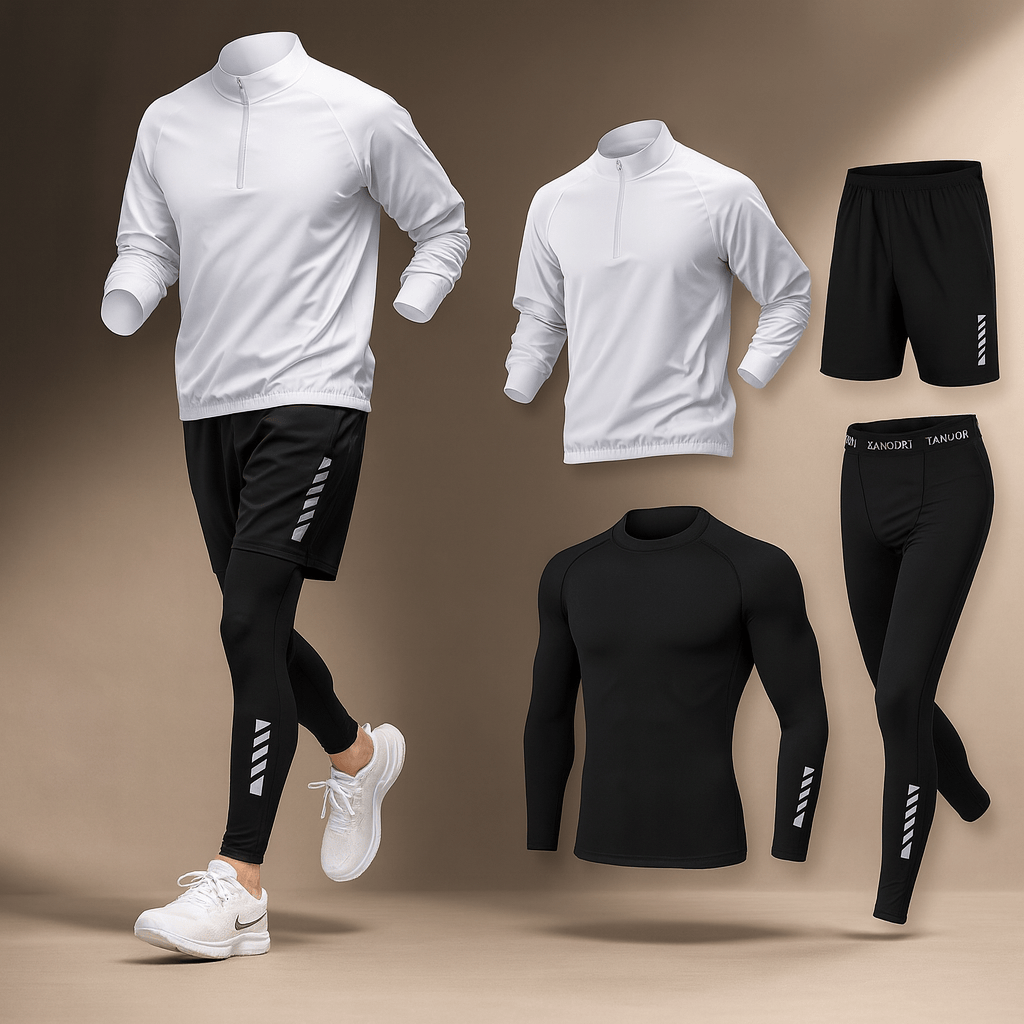 Men's Activewear Set, Long Sleeve Quarter-Zip Top and Trousers Tracksuit Co-ord