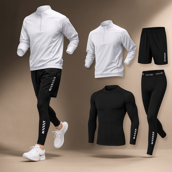 Men's Activewear Set, Long Sleeve Quarter-Zip Top and Trousers Tracksuit Co-ord