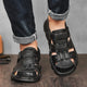 Men's Closed Toe Sandals, Hook and Loop Ankle Strap Cutout Upper Summer Casual Shoes
