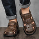 Men's Closed Toe Sandals, Hook and Loop Ankle Strap Cutout Upper Summer Casual Shoes