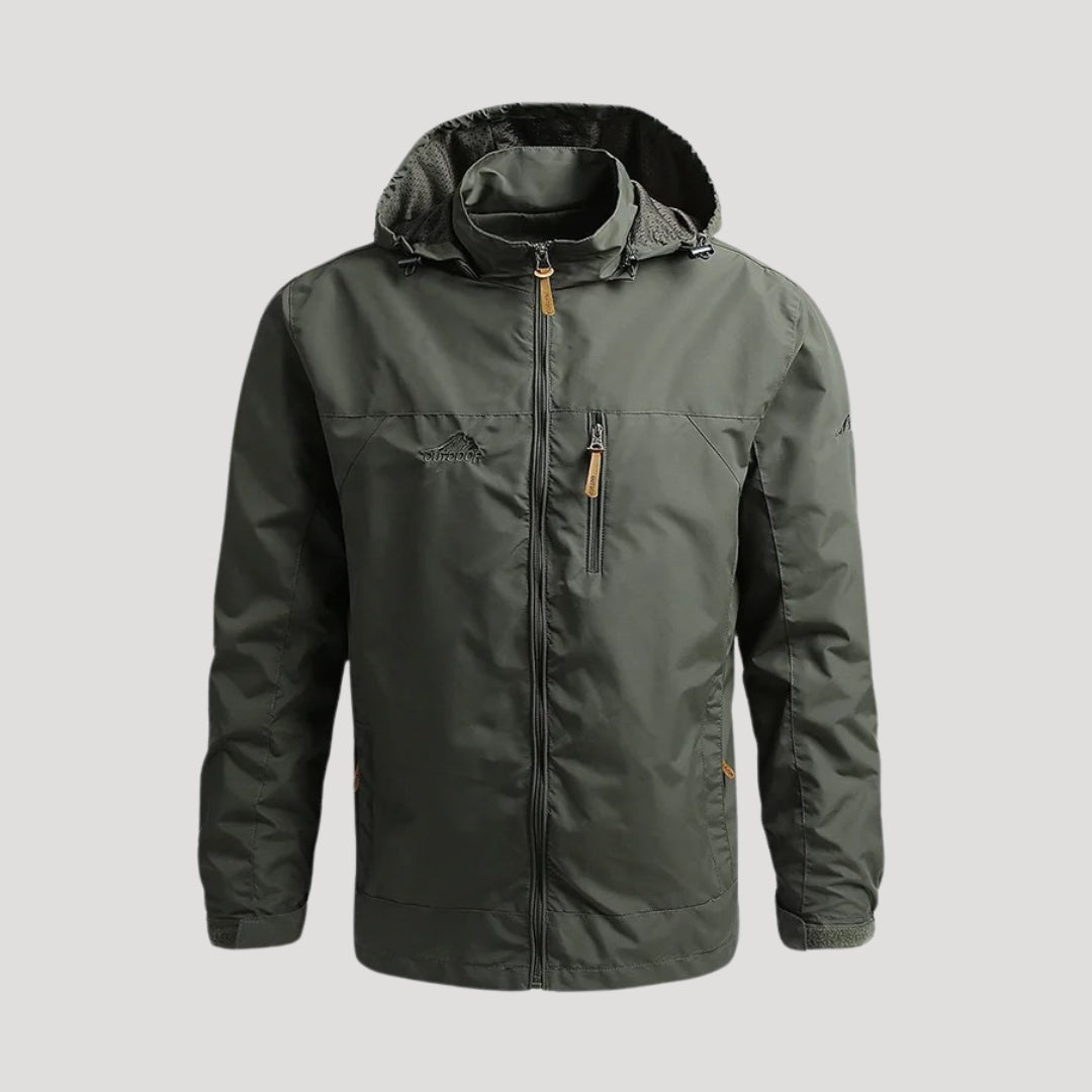 Men's hooded full-zip windbreaker jacket