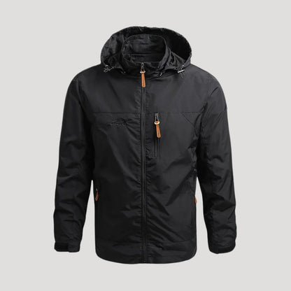 Men's hooded full-zip windbreaker jacket