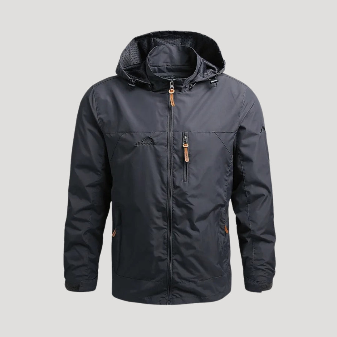 Men's hooded full-zip windbreaker jacket