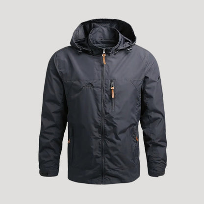 Men's hooded full-zip windbreaker jacket