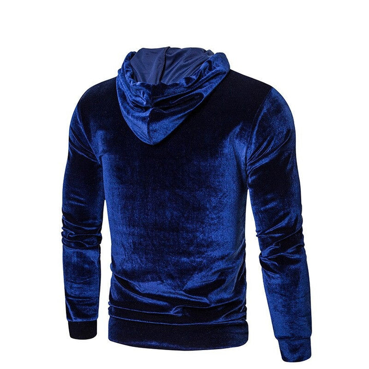 Men's velour hoodie with drawstring hood and kangaroo pocket