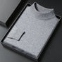 Men's plain knitted mock neck pullover jumper with ribbed trims