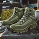 Men's high-top lace-up hiking work boots with lugged soles