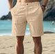 Men's Linen Chino Shorts, Flat Front Breathable Casual Summer Shorts Regular Fit
