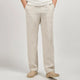 Men's Straight Leg Linen Trousers, Elastic Waist Relaxed Fit Breathable Summer Trousers