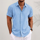 Men's Short Sleeve Linen Shirt, Button-Up Spread Collar Casual Summer Shirt for Holidays