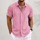 Men's Short Sleeve Linen Shirt, Button-Up Spread Collar Casual Summer Shirt for Holidays