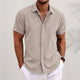 Men's Short Sleeve Linen Shirt, Button-Down Breathable Casual Summer Shirt Regular Fit