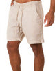 Men's Linen Drawstring Shorts, Cuffed Relaxed Fit Casual Summer Chino Shorts