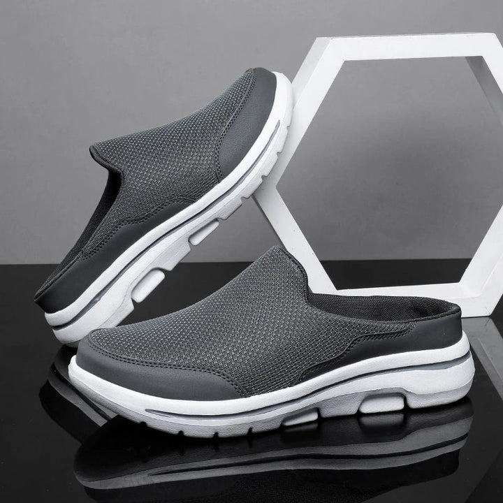 Men's Mesh Slip-On Mules, Closed Toe Backless Chunky Sole Casual Summer Sandals