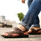 Men's Open Toe Multi Strap Sandals, Back Strap Button Closure Casual Summer Shoes
